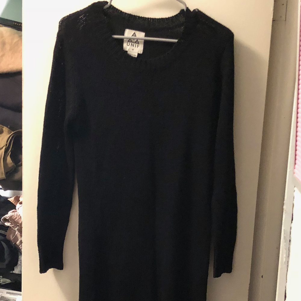 UNIF BLACK MIDI SWEATER DRESS SIZE M